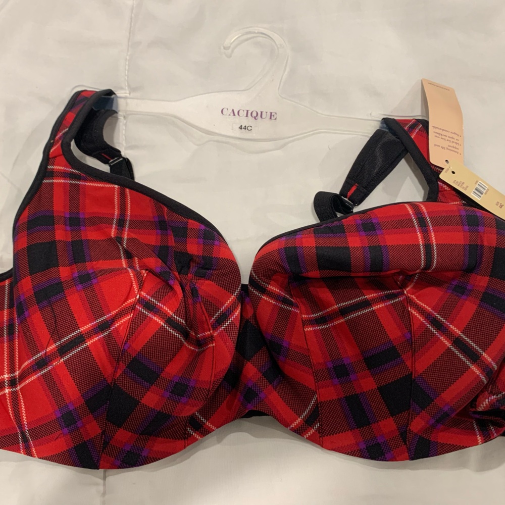 Lane Bryant Red plaid NWT bra. Size 44C